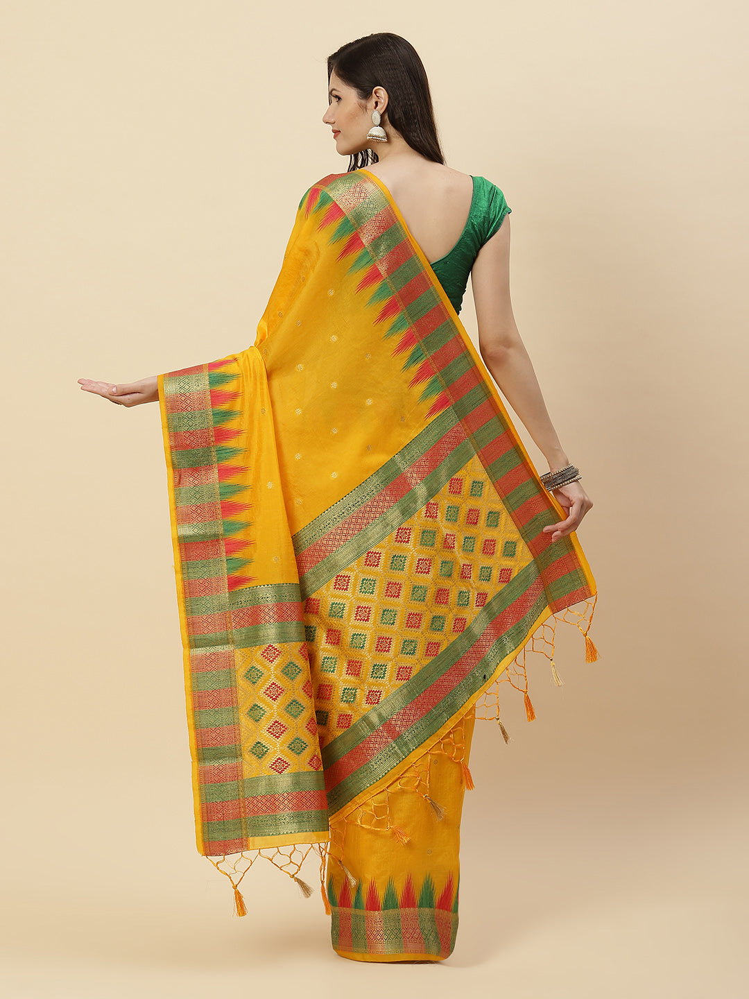 Plain Zari Border Handloom Woven Saree