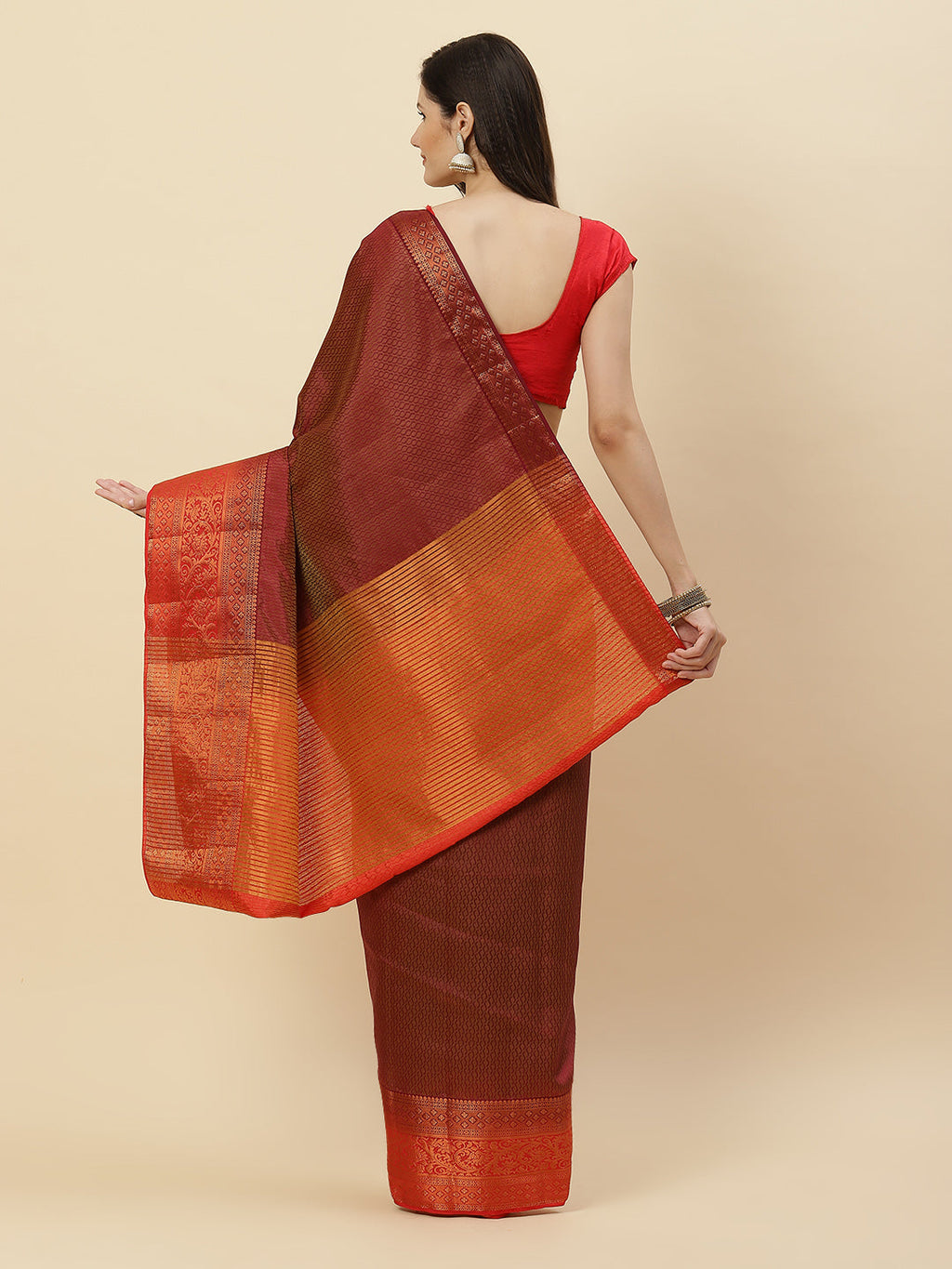 Plain Zari Border Handloom Woven Saree
