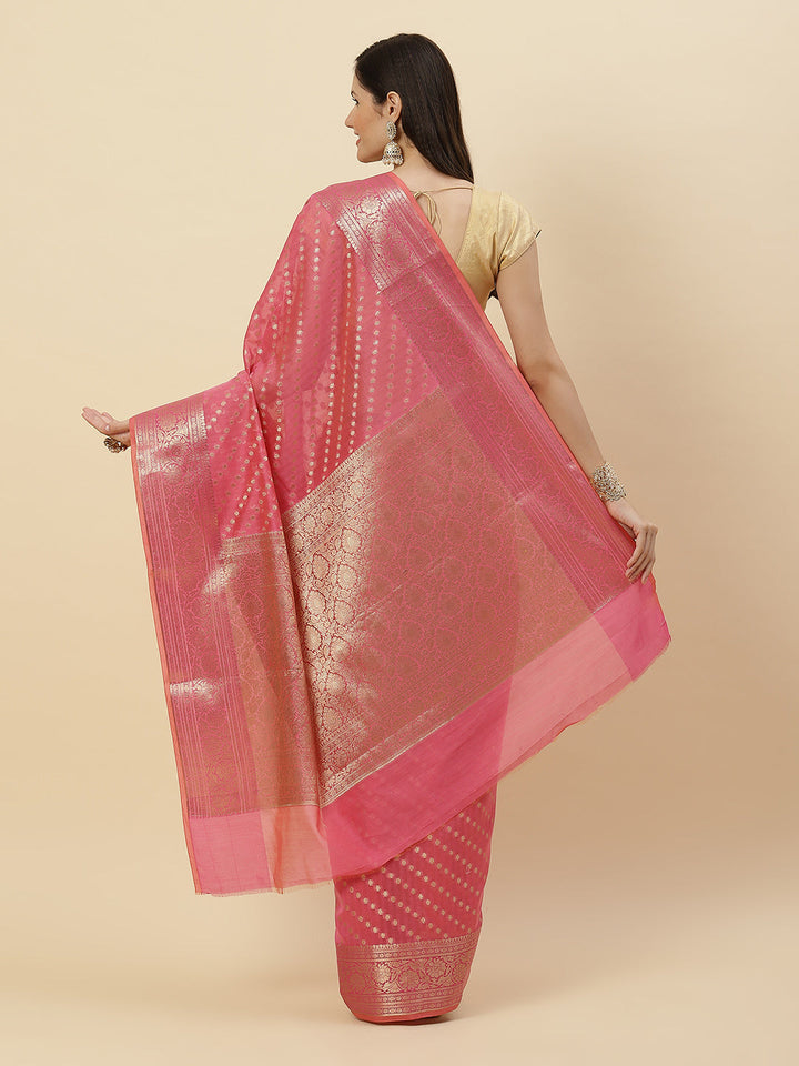 Zari Border Booti Cotton Woven Saree
