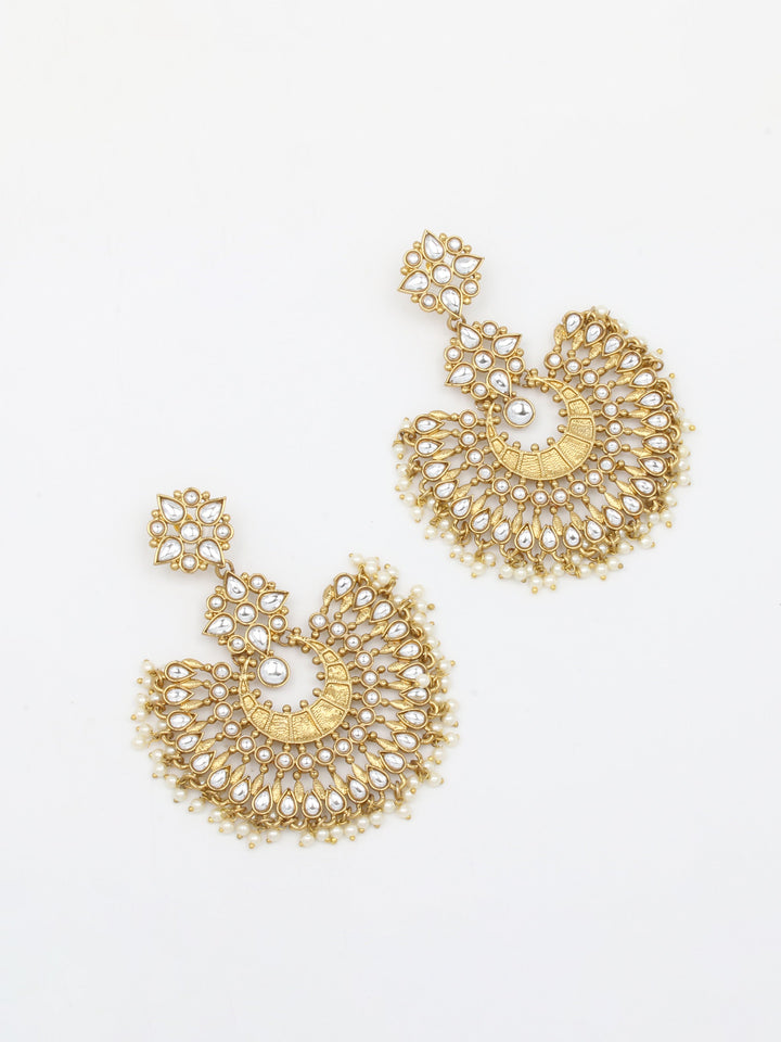 Gold &amp; White  Drop &amp; Dangler Earrings
