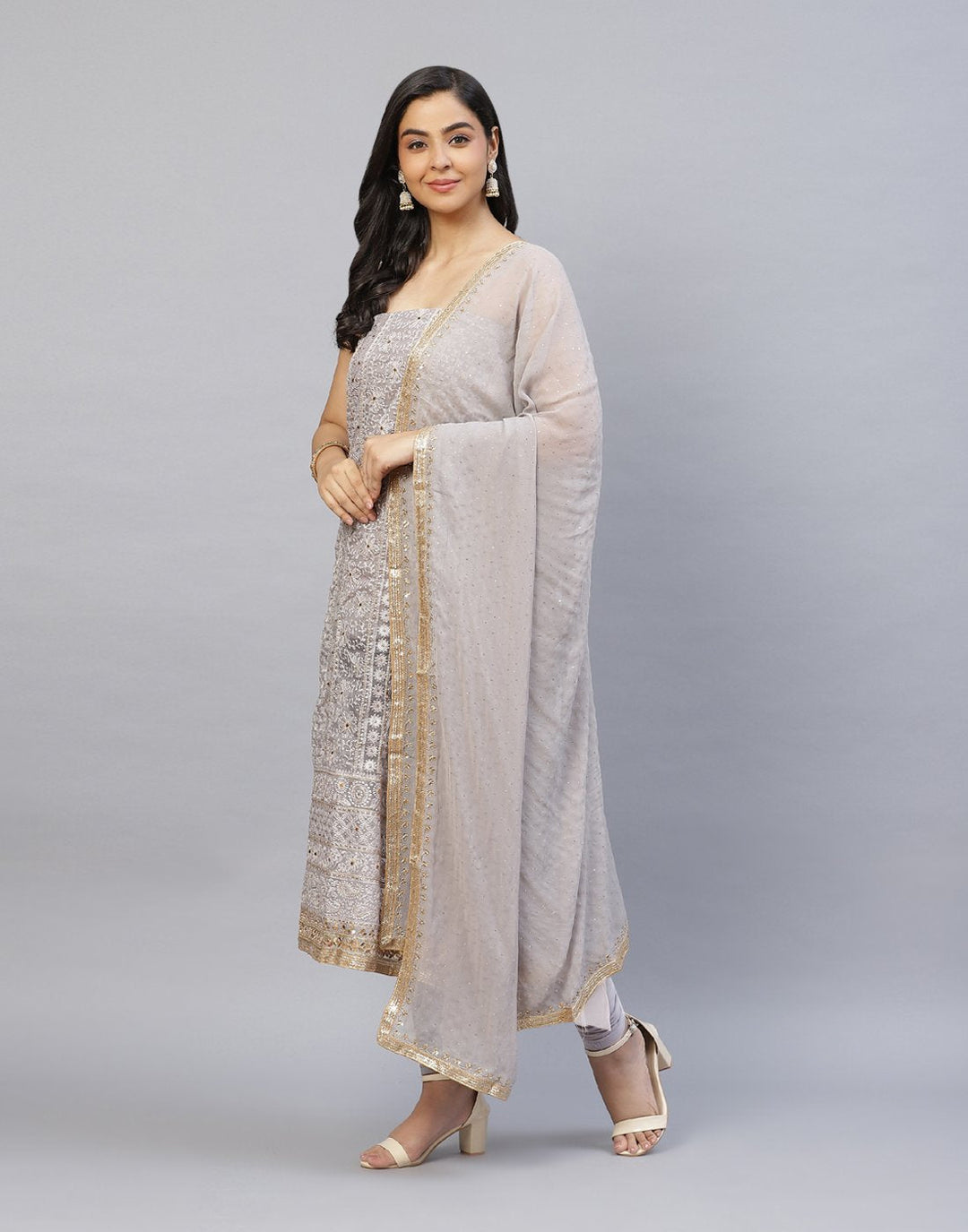 Embroidered Organza Kora Suit Piece