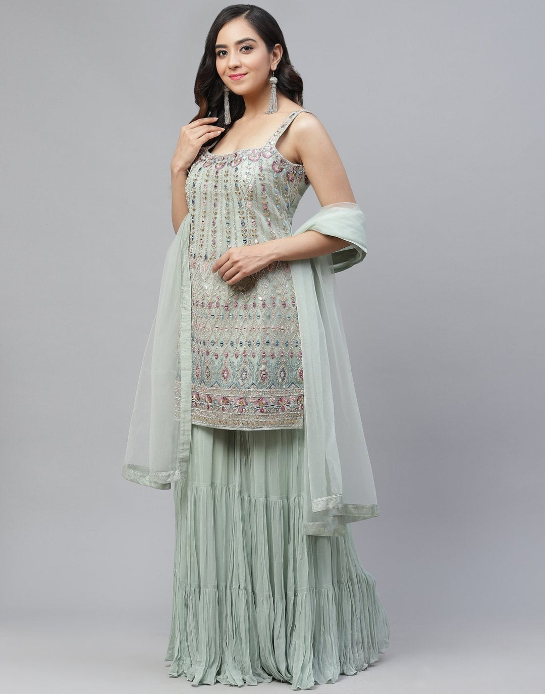 Stitched Net Salwar Kameez