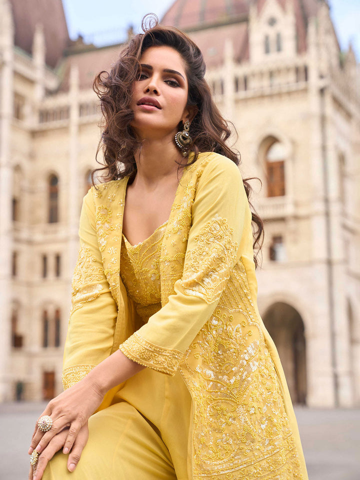 Embroidered Georgette Suit With Pant &amp; Dupatta