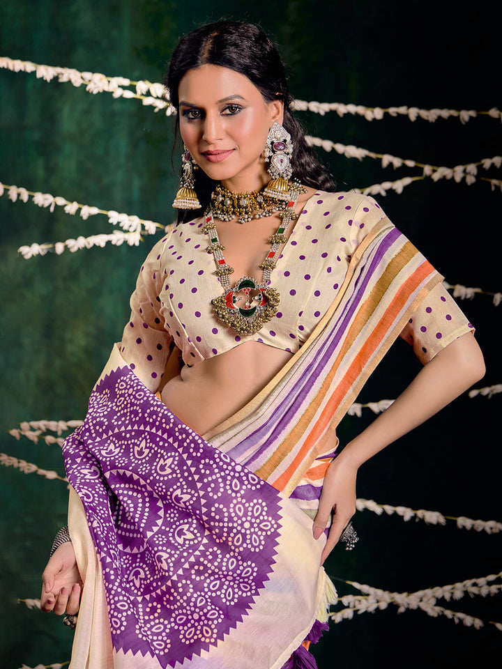 Check Printed Chanderi Saree