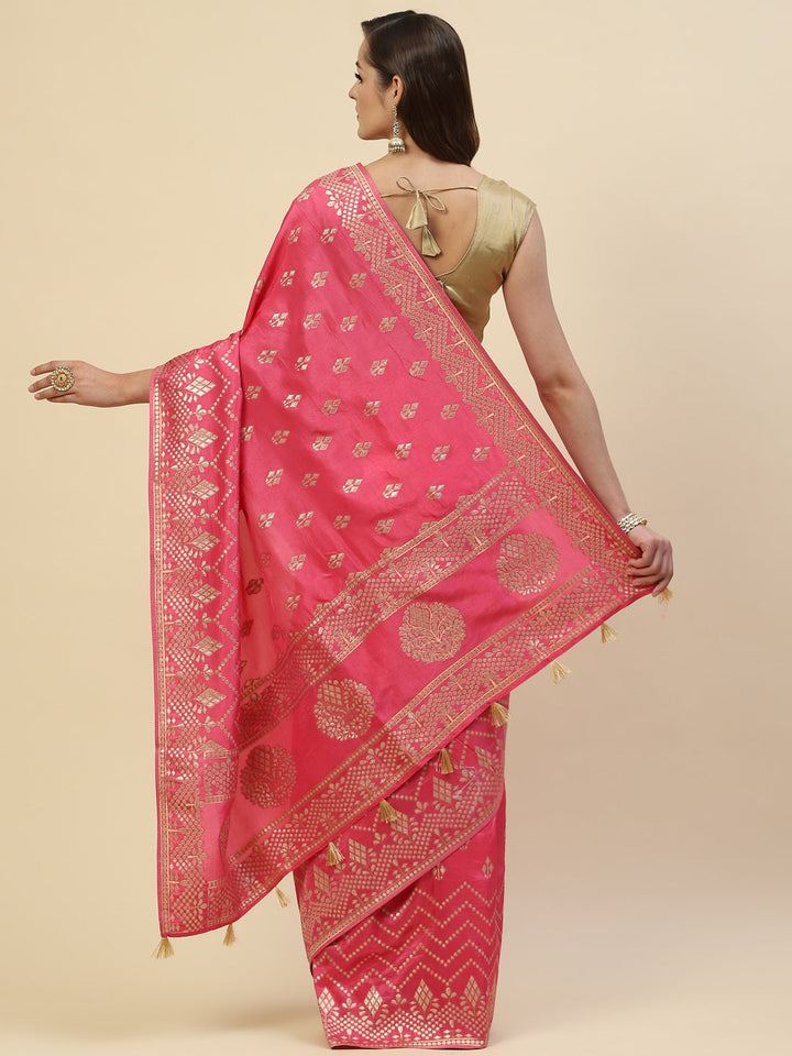 Zari Border Booti Handloom Woven Saree