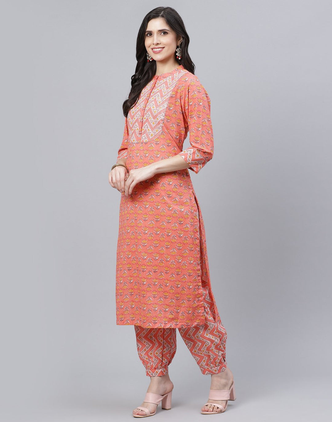 Printed Cotton Kurti with Afgani Pant