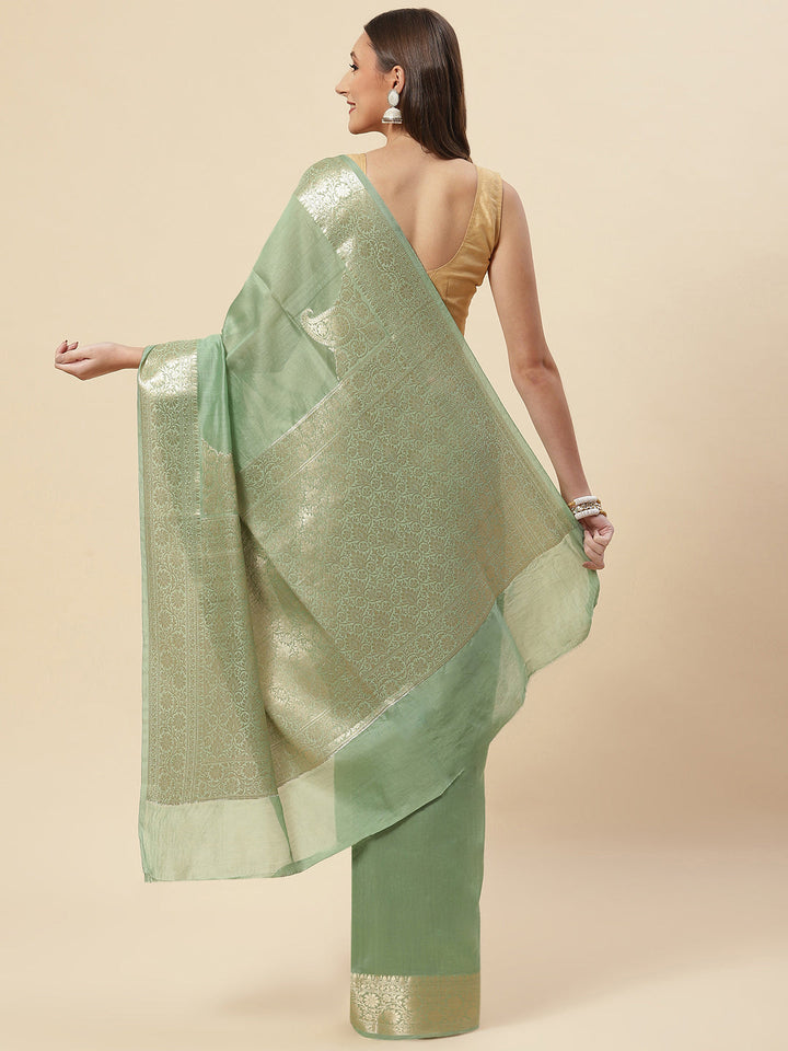 Plain Zari Border Cotton Woven Saree