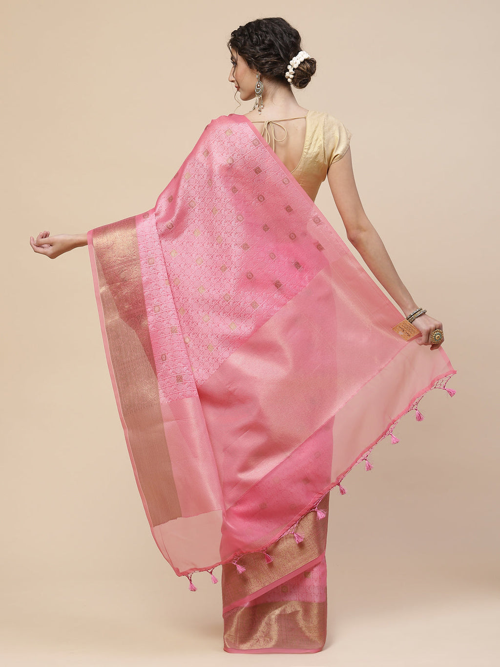 Resham Zari Border Cotton Woven Saree