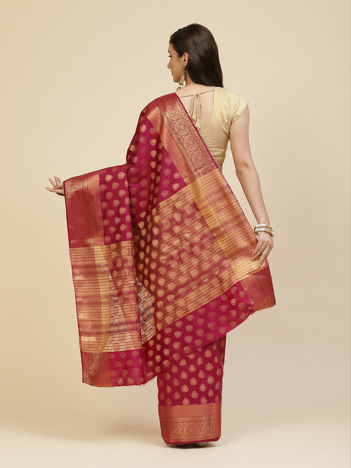 Zari Border Booti Handloom Woven Saree