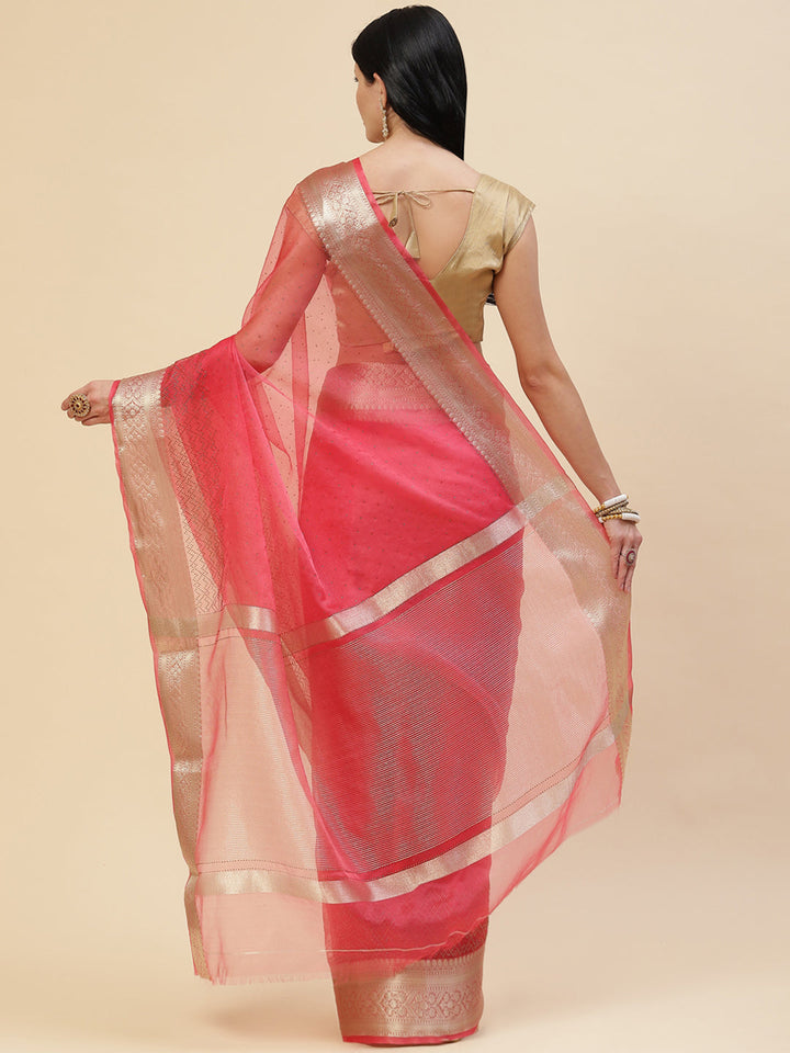Stone Work Plain Organza Saree