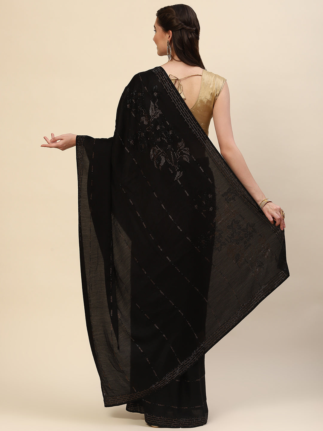 Swarovski Jaal Embroidered Satin Saree