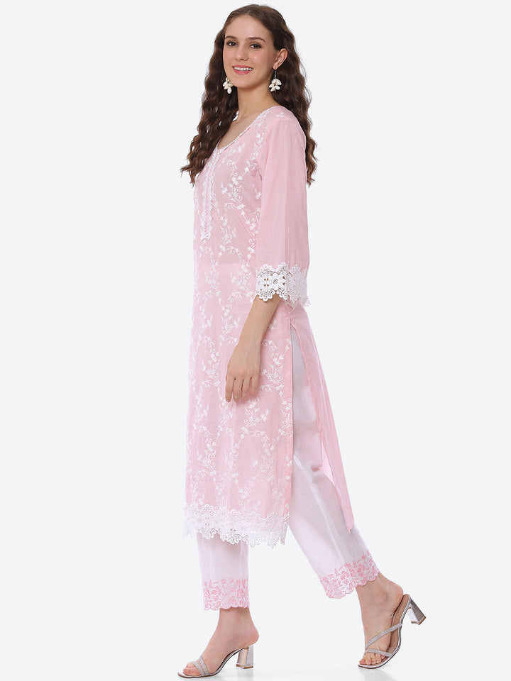 Thread Embroidered Cotton Kurta