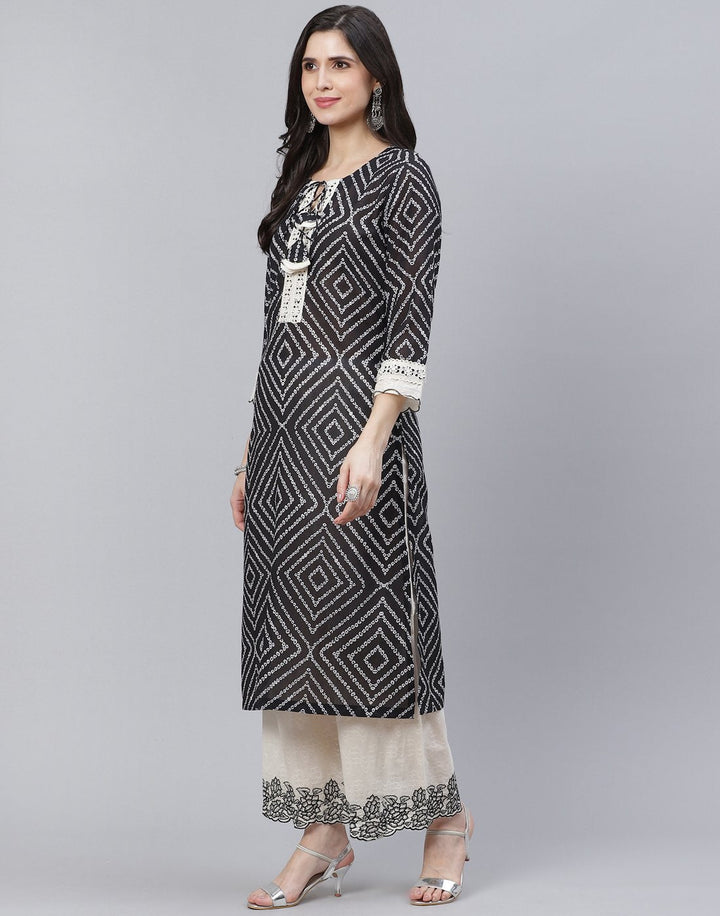 Bandhini Print Cotton Kurti with Palazzo