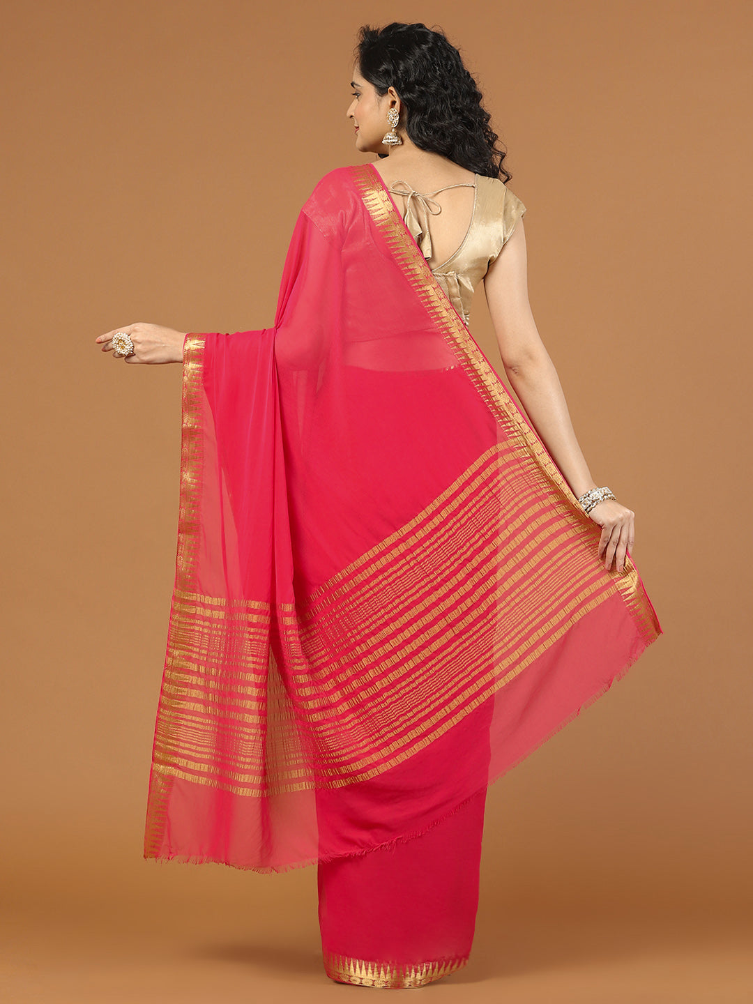 Zari Border Chiffon Woven Saree