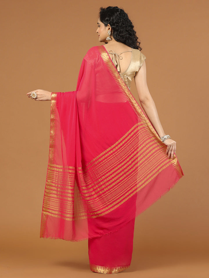 Zari Border Chiffon Woven Saree