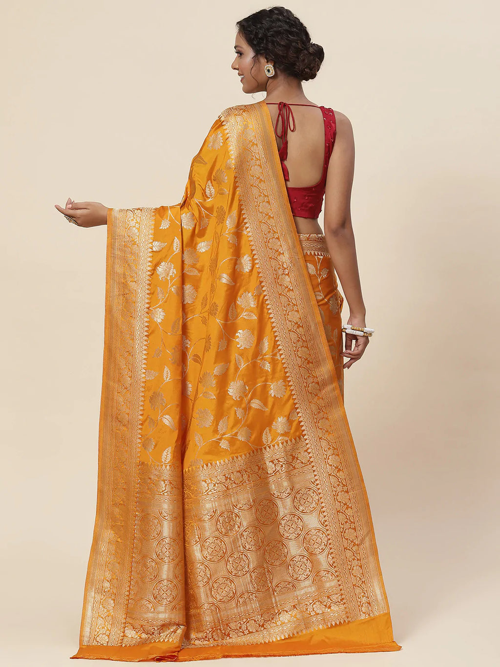 Floral Zari Jaal Handloom Woven Saree