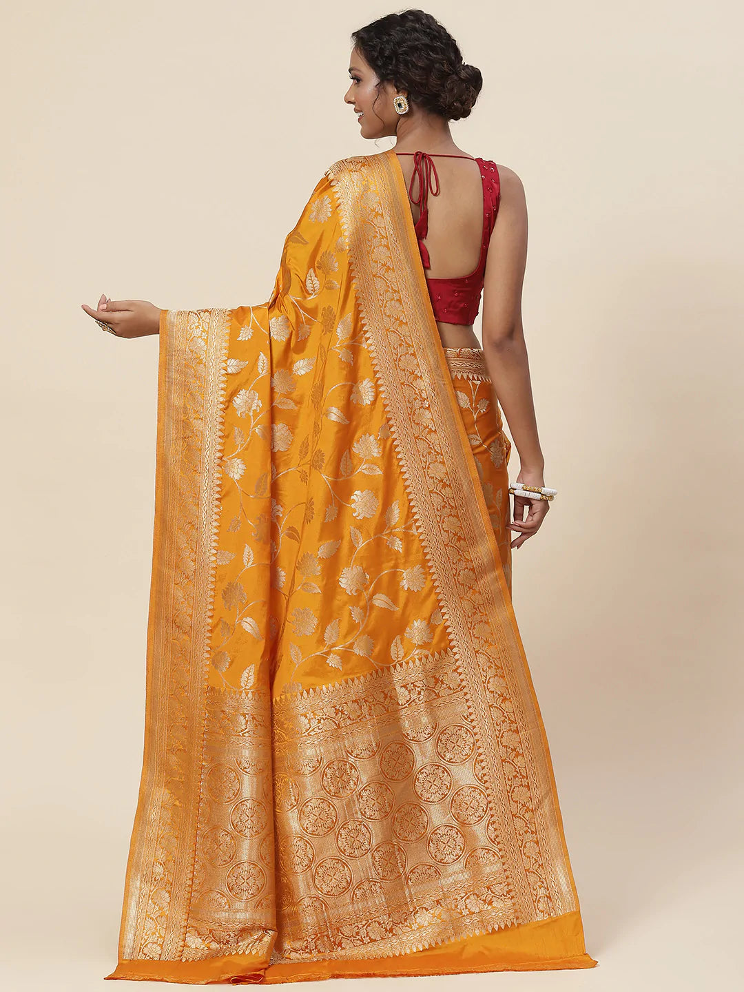 Floral Zari Jaal Handloom Woven Saree