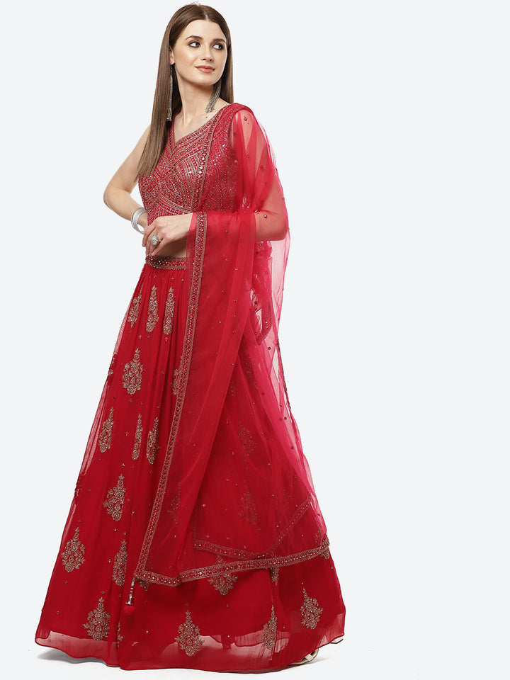 Resham Mirror Georgette Lehenga With Choli and Net Booti Dupatta