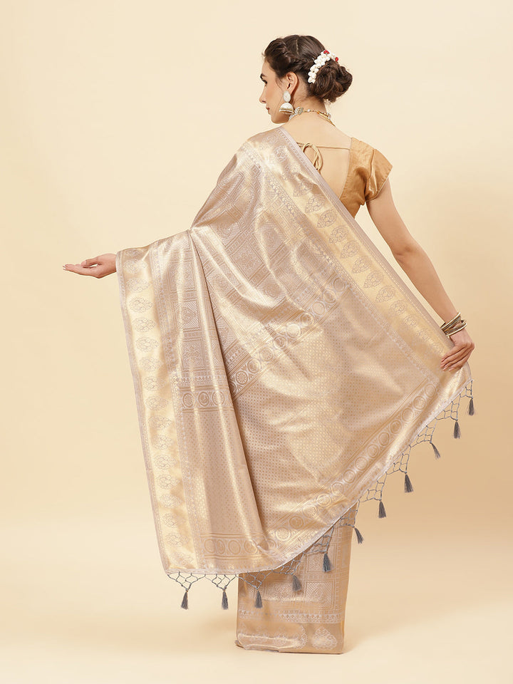 Brocade Zari Jaal Art Handloom Saree with Running blouse