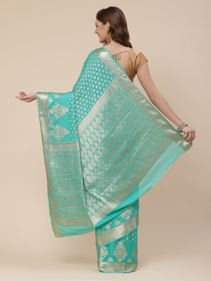 Zari Booti Georgette Plain Saree
