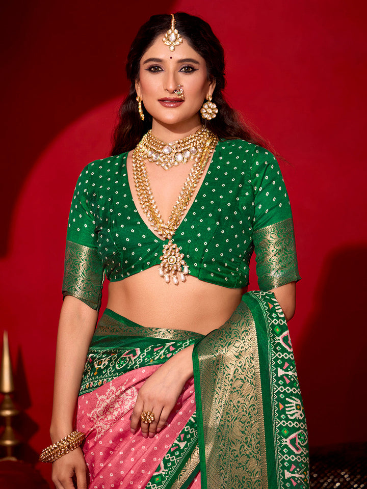 Bandhani Printed Art Silk Saree