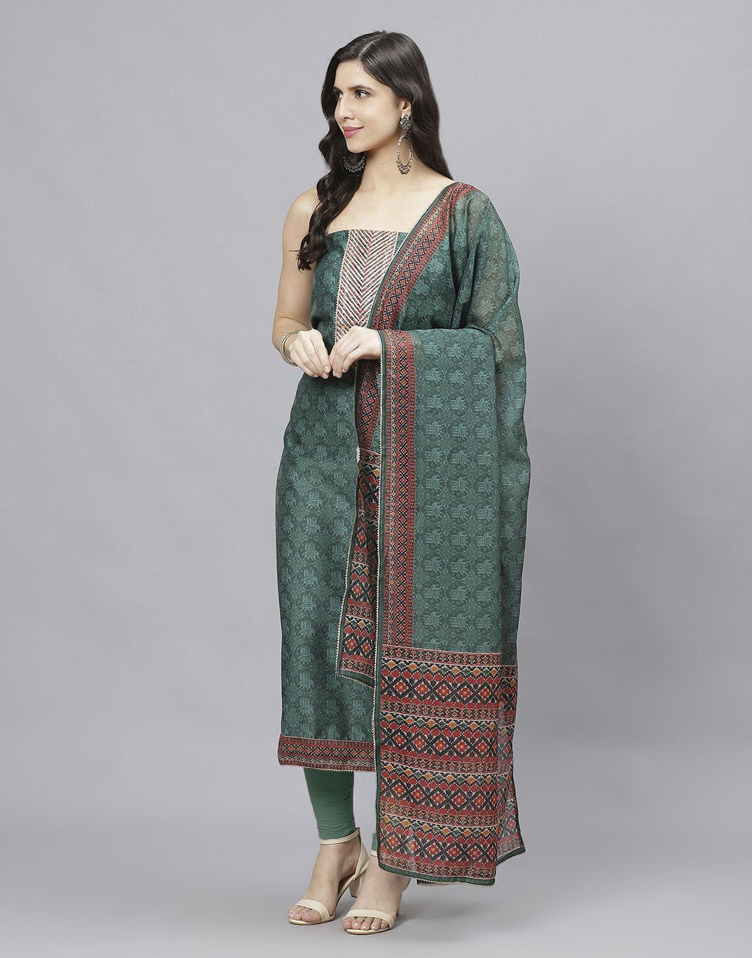 Printed Chanderi Suit Piece