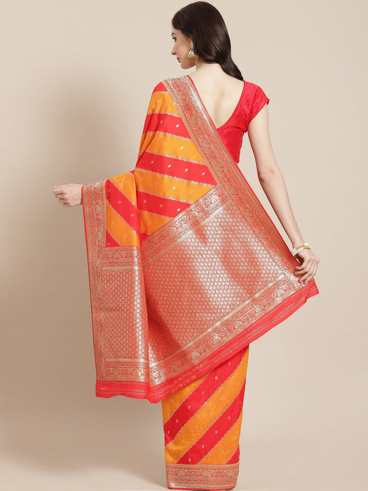 Brocade Zari Booti Art Handloom Woven Saree