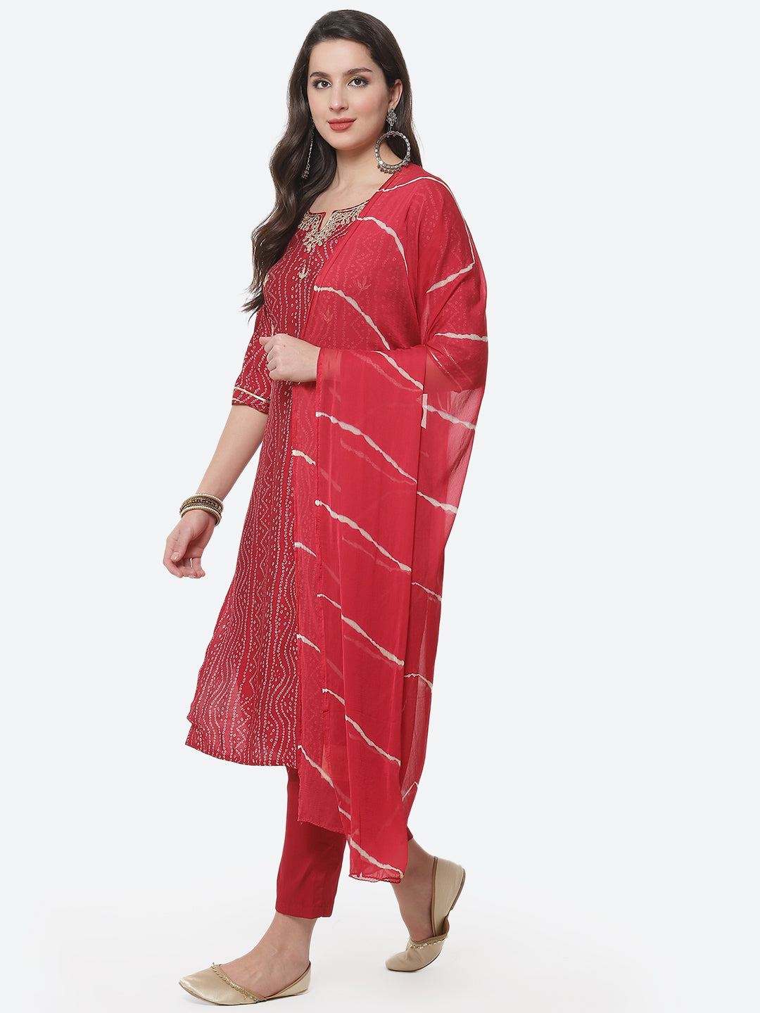Cotton Muslin Printed Kurti With Pant And Dupatta