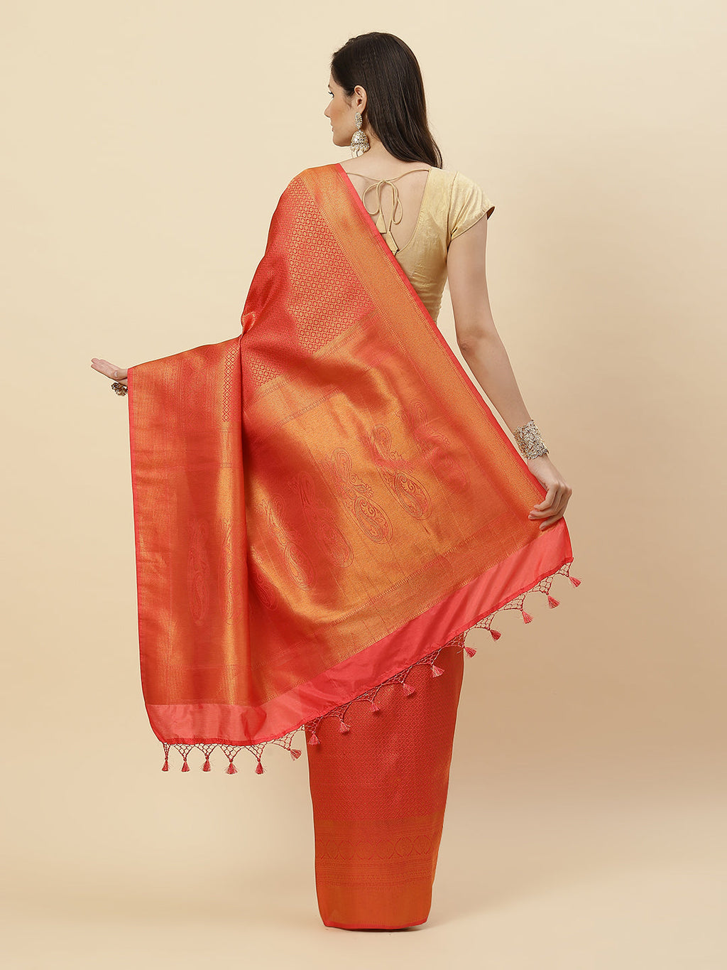 Brocade Zari Jaal Art Handloom Woven Saree
