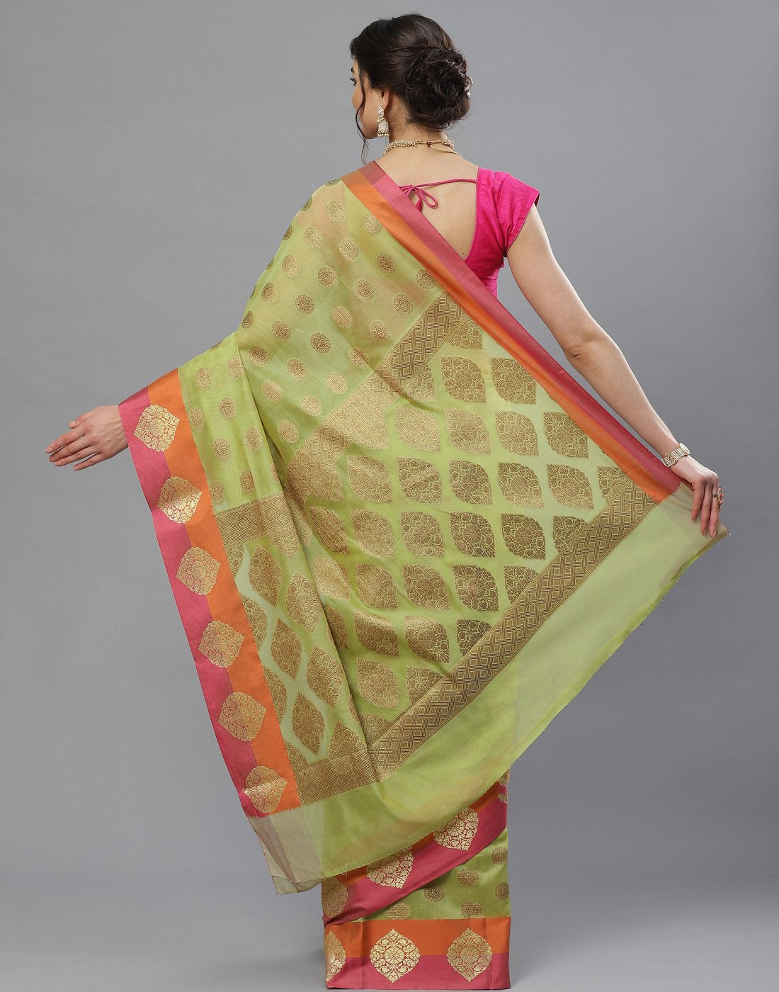 Beige Woven Cotton Saree