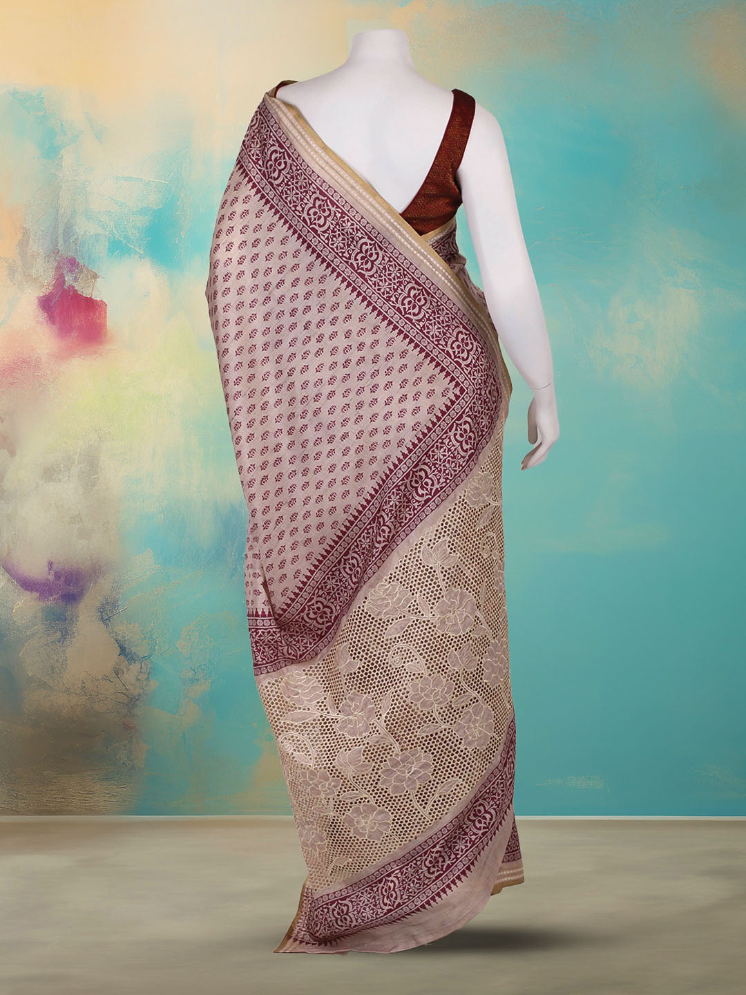 Printed Tussar Saree
