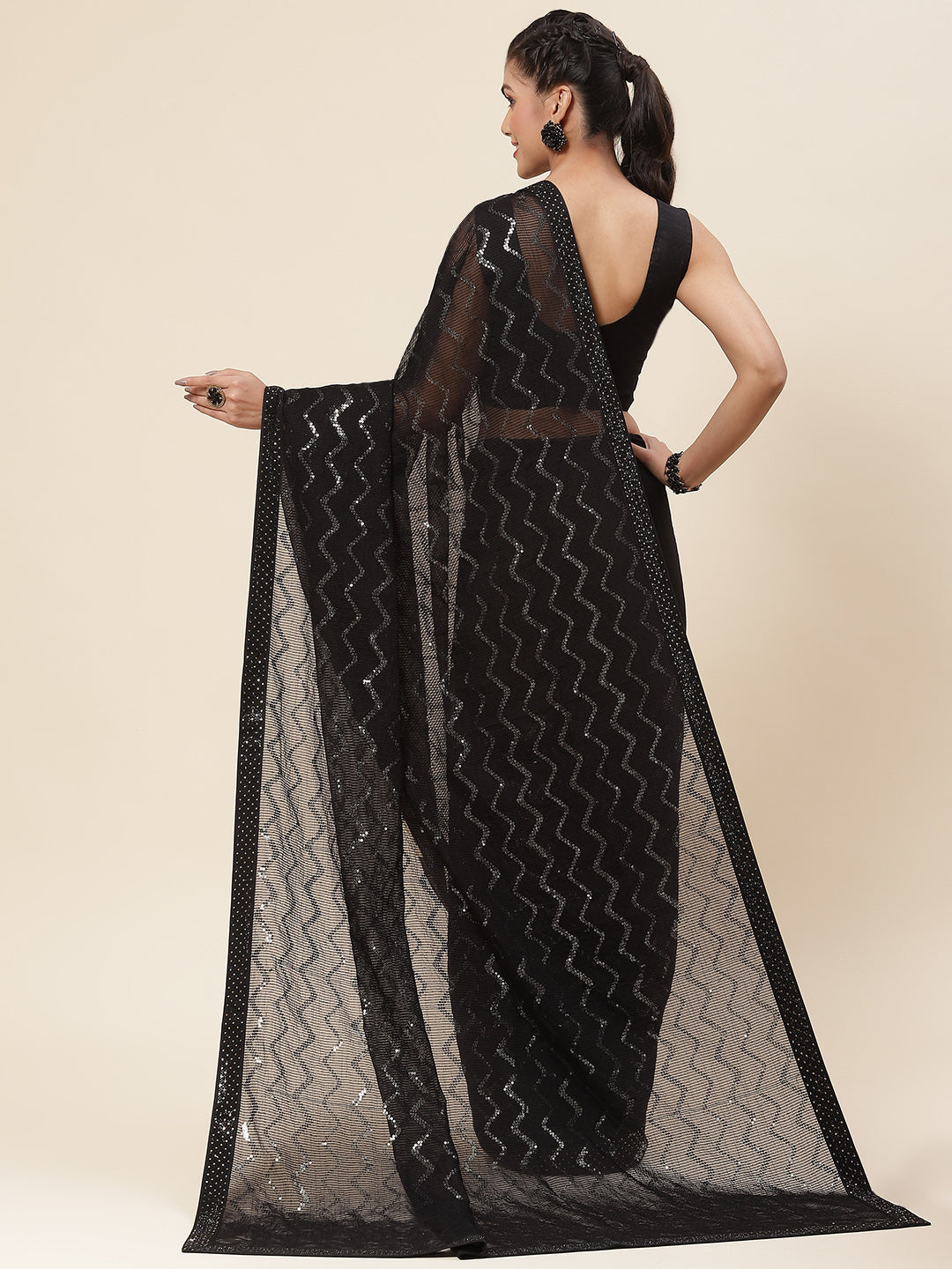 Sequin Embroidered Georgette Saree