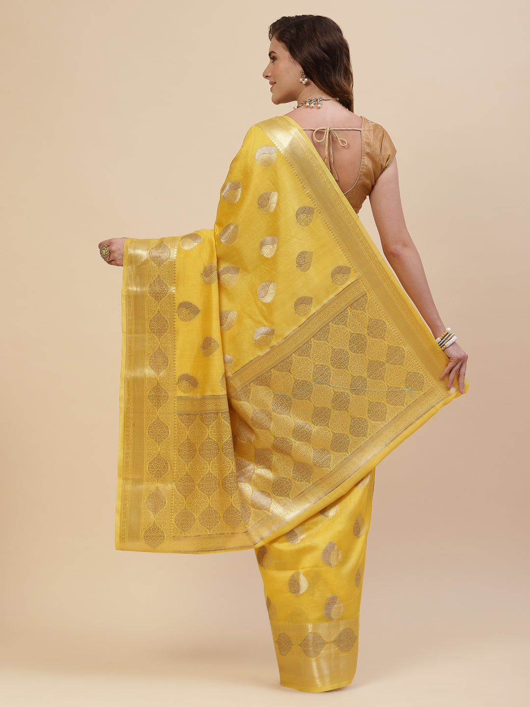 Zari Border Booti Cotton Woven Saree