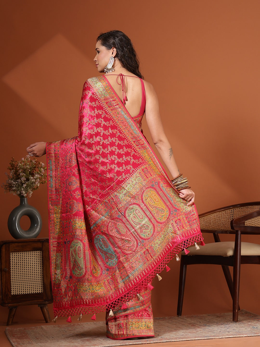 Woven Design Satin Saree
