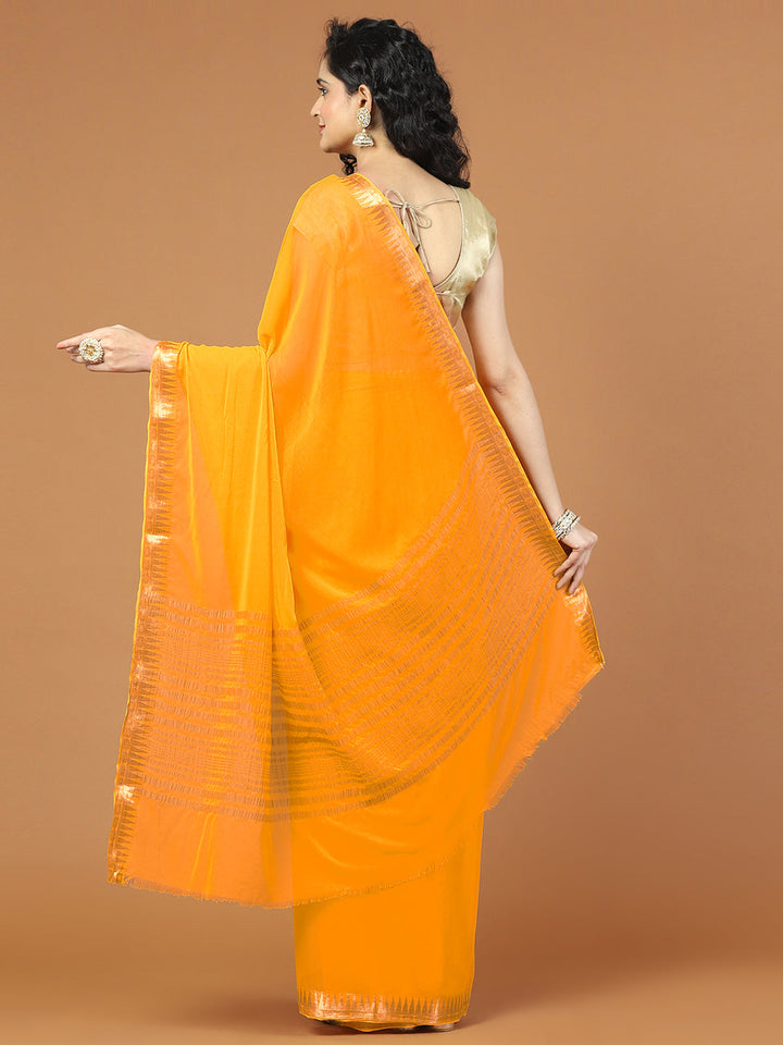 Zari Border Booti Chiffon Woven Saree