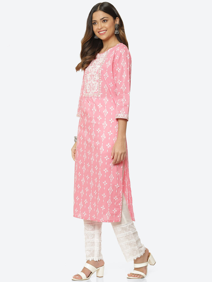 Sequin Work Printed Cotton Kurta