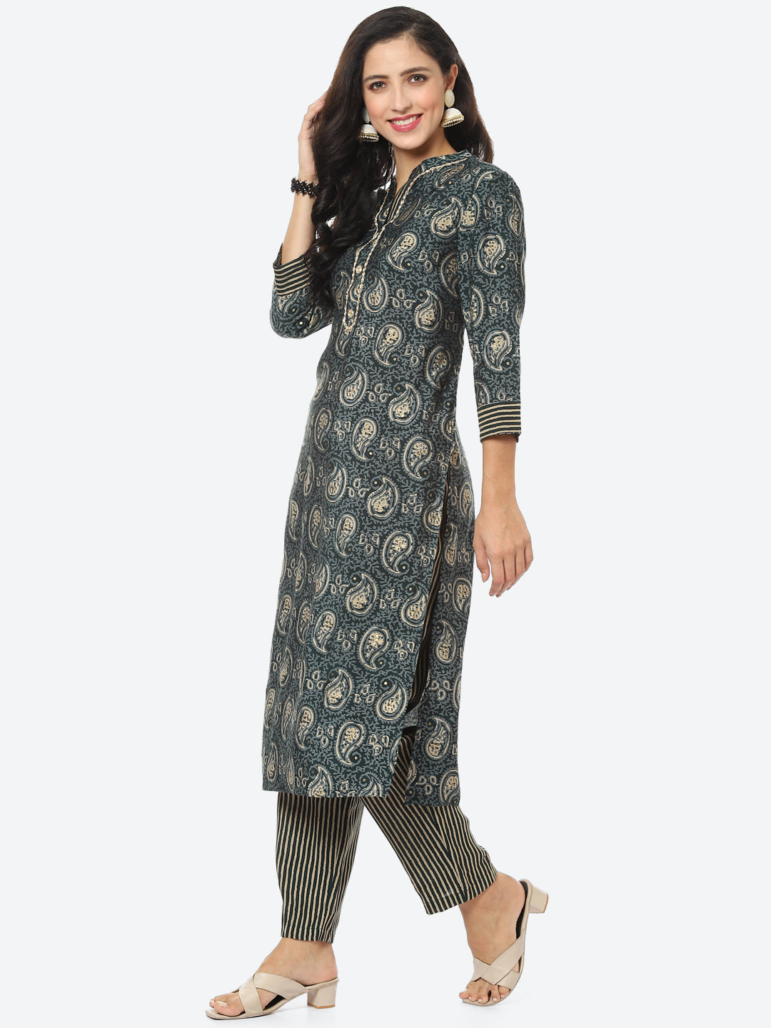 Paisley Printed Muslin Kurti With Pant