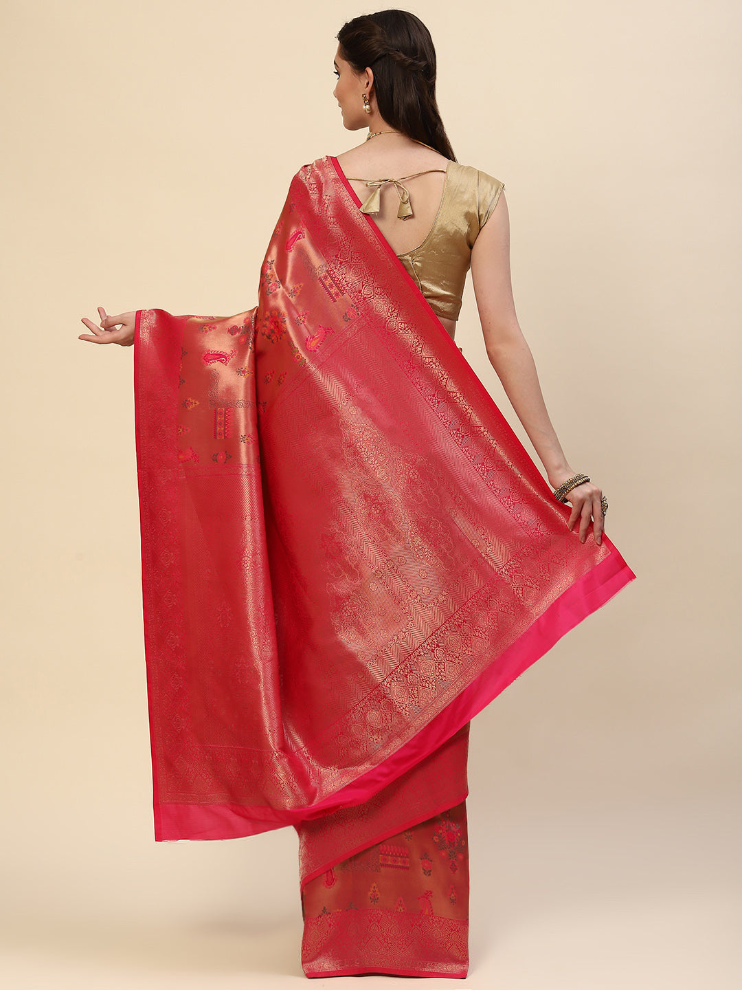 Floral Zari Jaal Handloom Woven Saree
