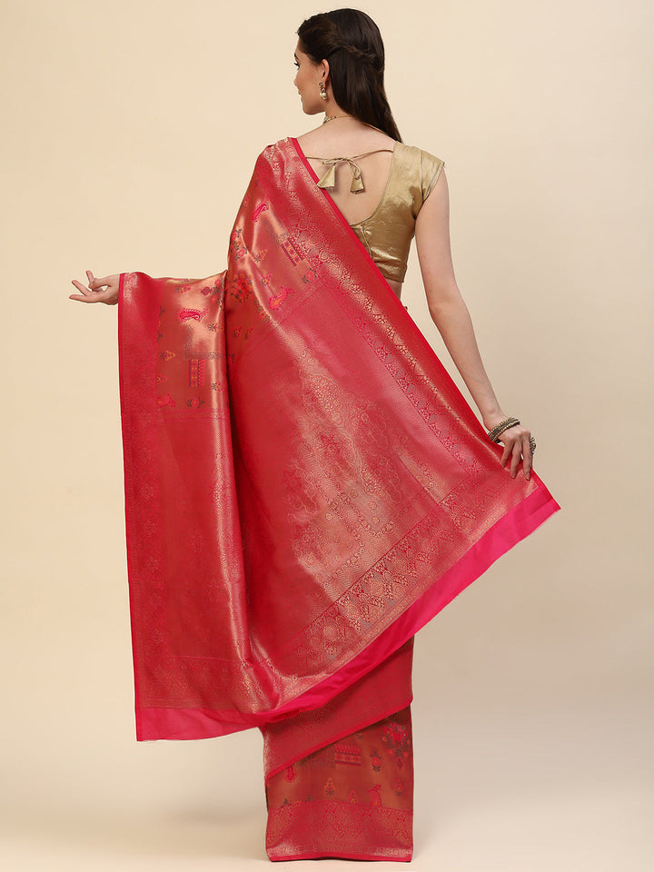 Floral Zari Jaal Handloom Woven Saree