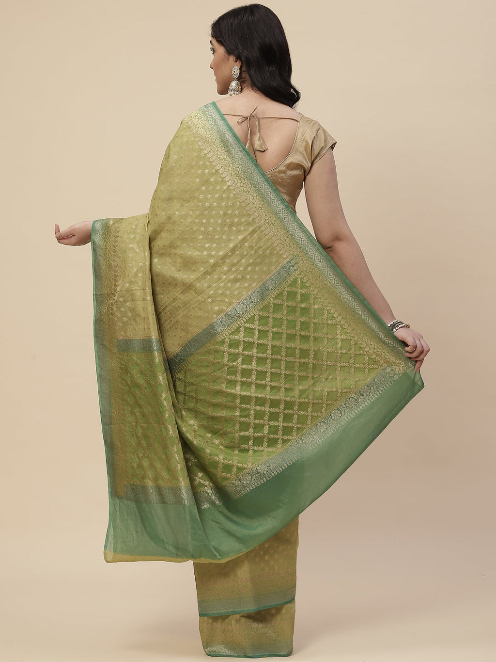Zari Border Booti Cotton Woven Saree
