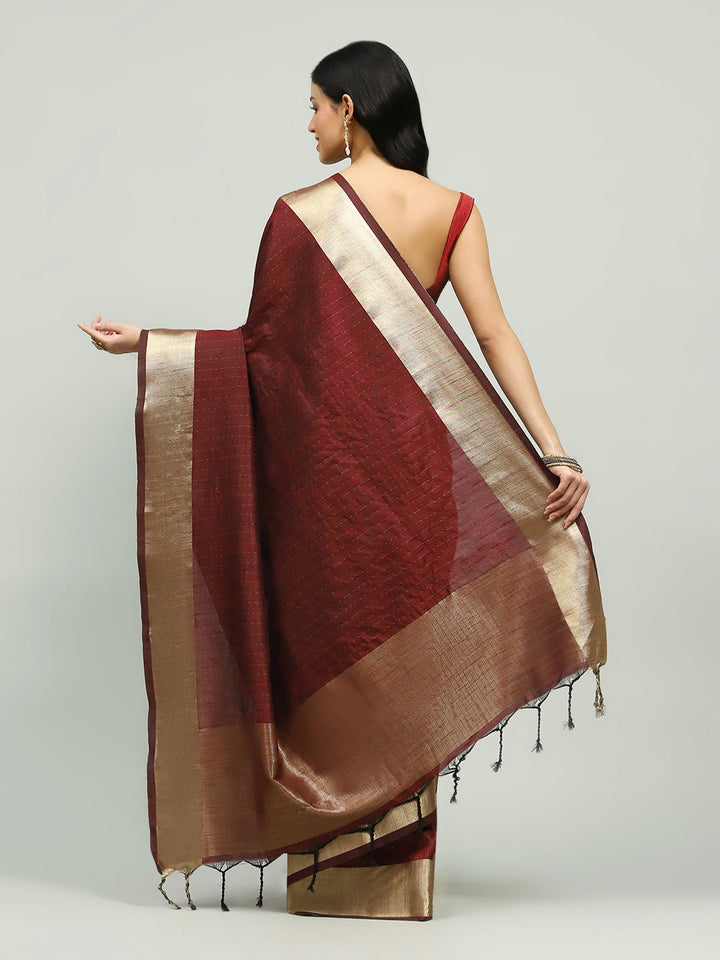 Embroidered Border Booti Art Silk Saree