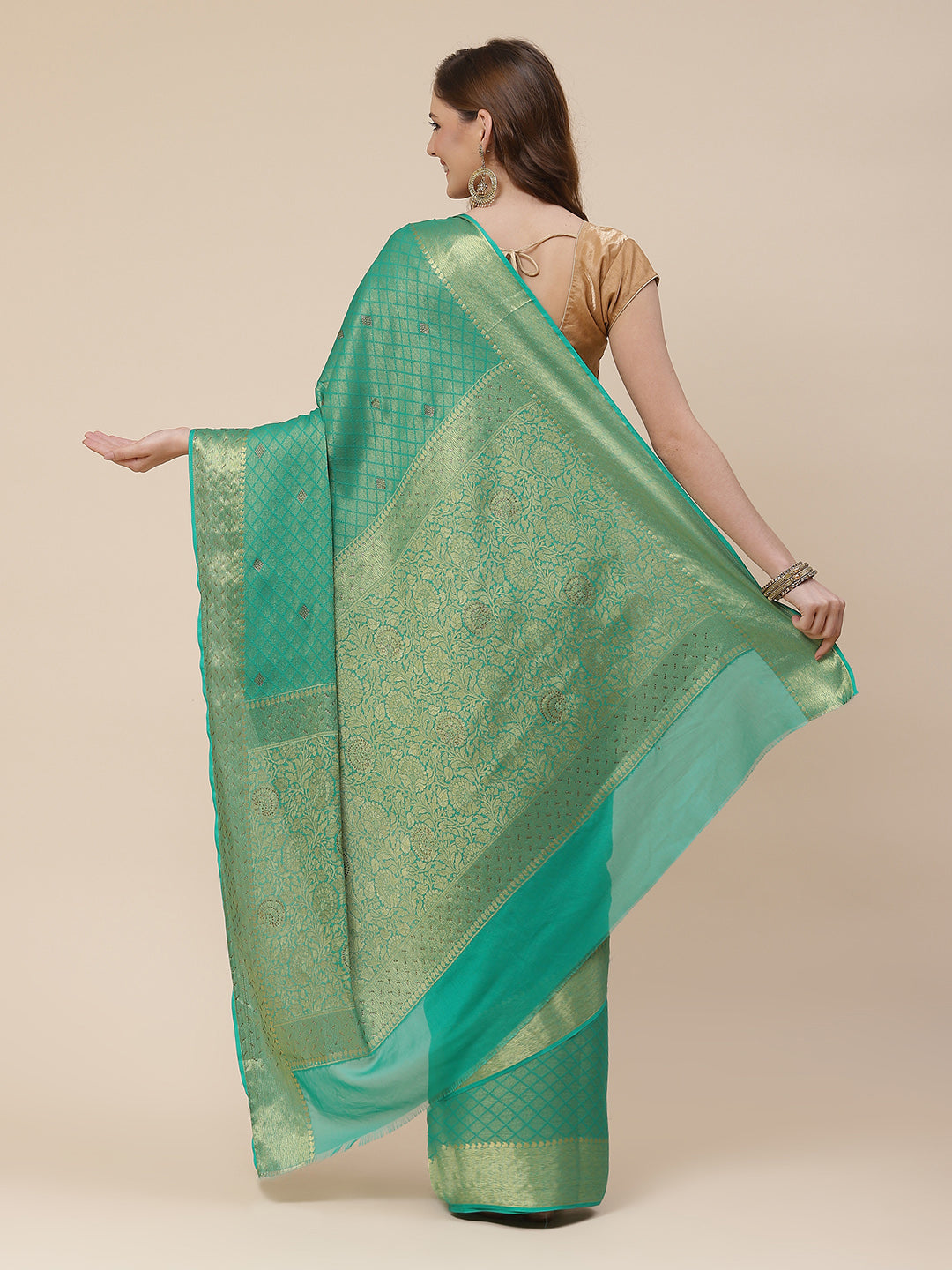 Stone Work Georgette Plain Saree