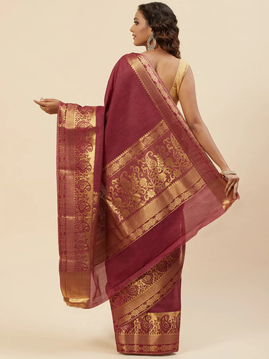 Plain Zari Border Handloom Woven Saree