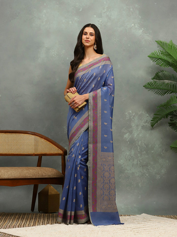 Resham Woven Design Cotton Blend Woven Saree