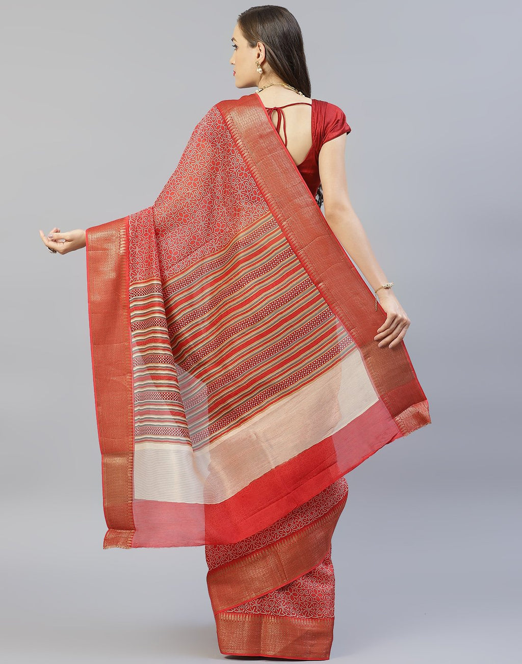 Cotton Printed Saree With Zari Border
