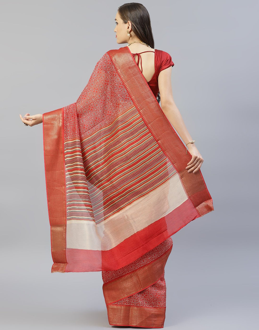 Cotton Printed Saree With Zari Border