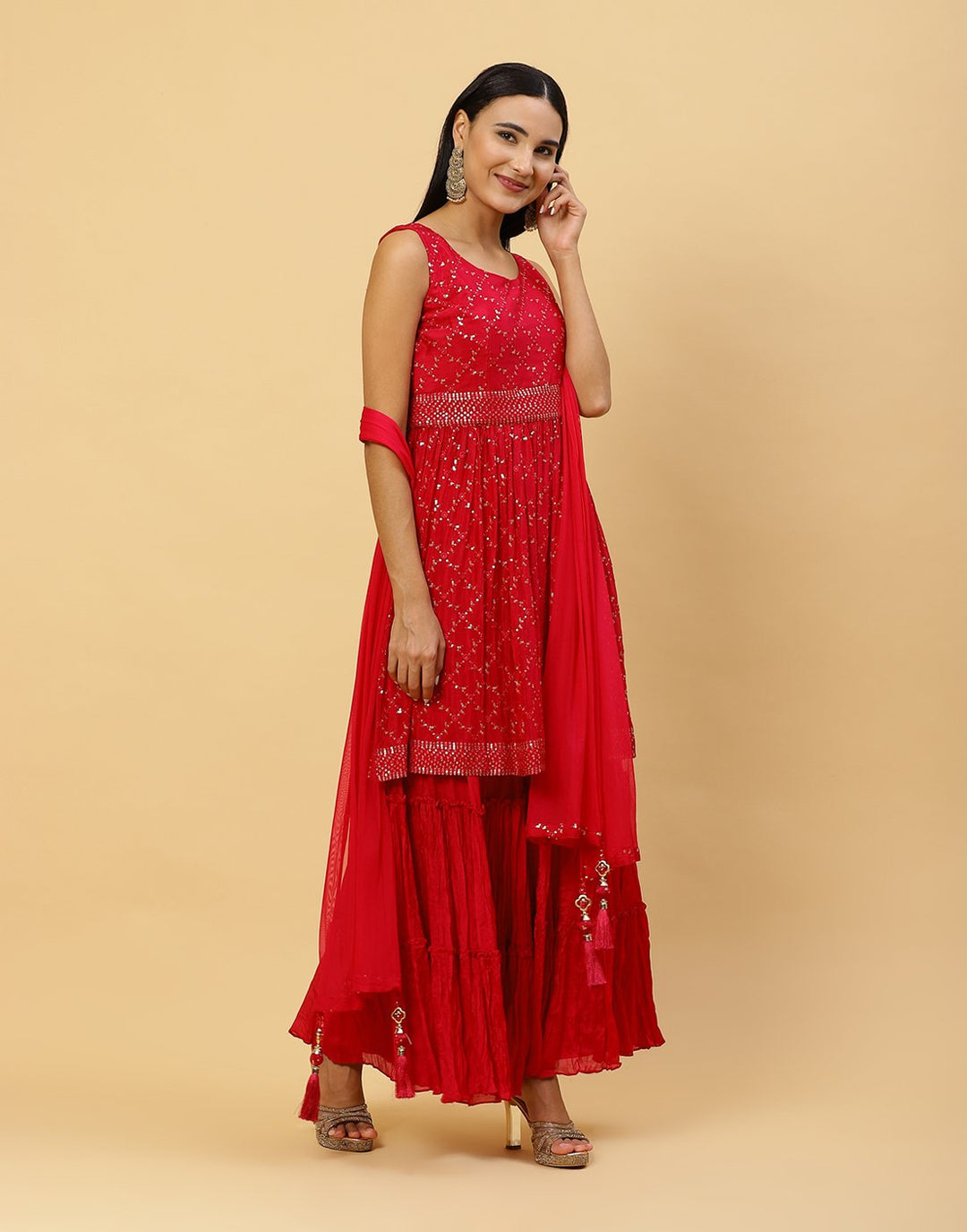 Sequence Art Crepe Salwar Kameez Stitched Suit With Georgette Dupatta