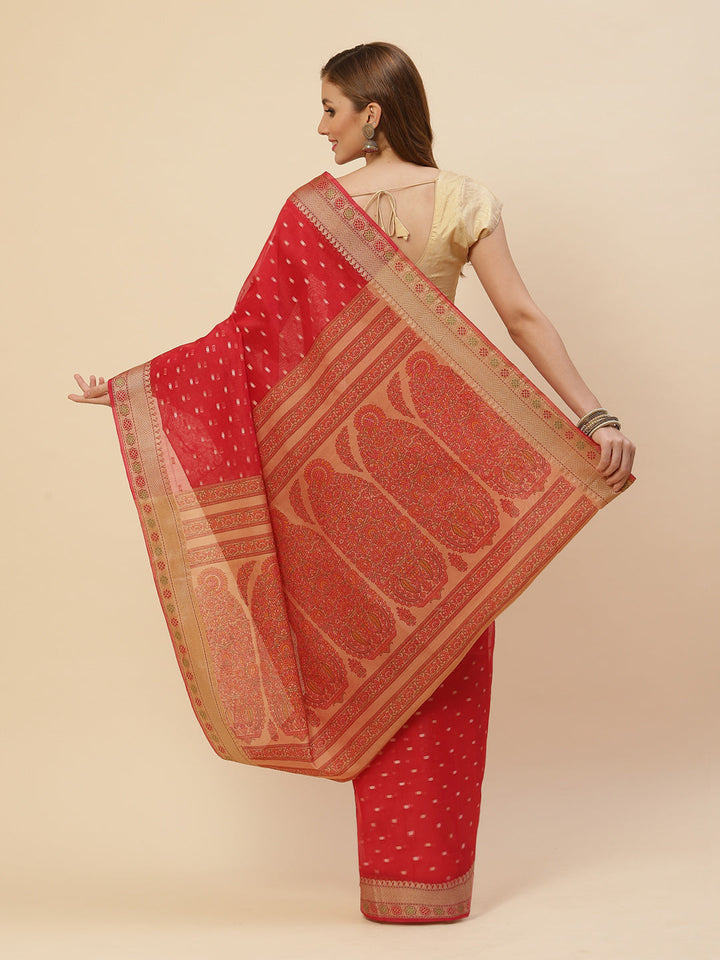 Zari Border Booti Printed Cotton Saree