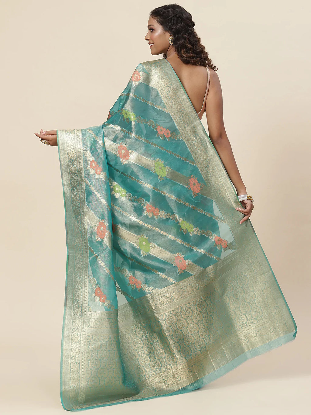 Floral Zari Jaal Handloom Woven Saree