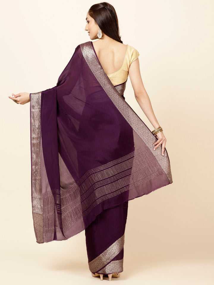 Zari Border Plain Crepe Saree